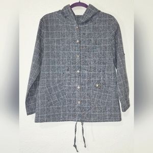 Green Lemon est 1982 XIU XIAN Gray and White Checkered Hooded Lightweight Jacket